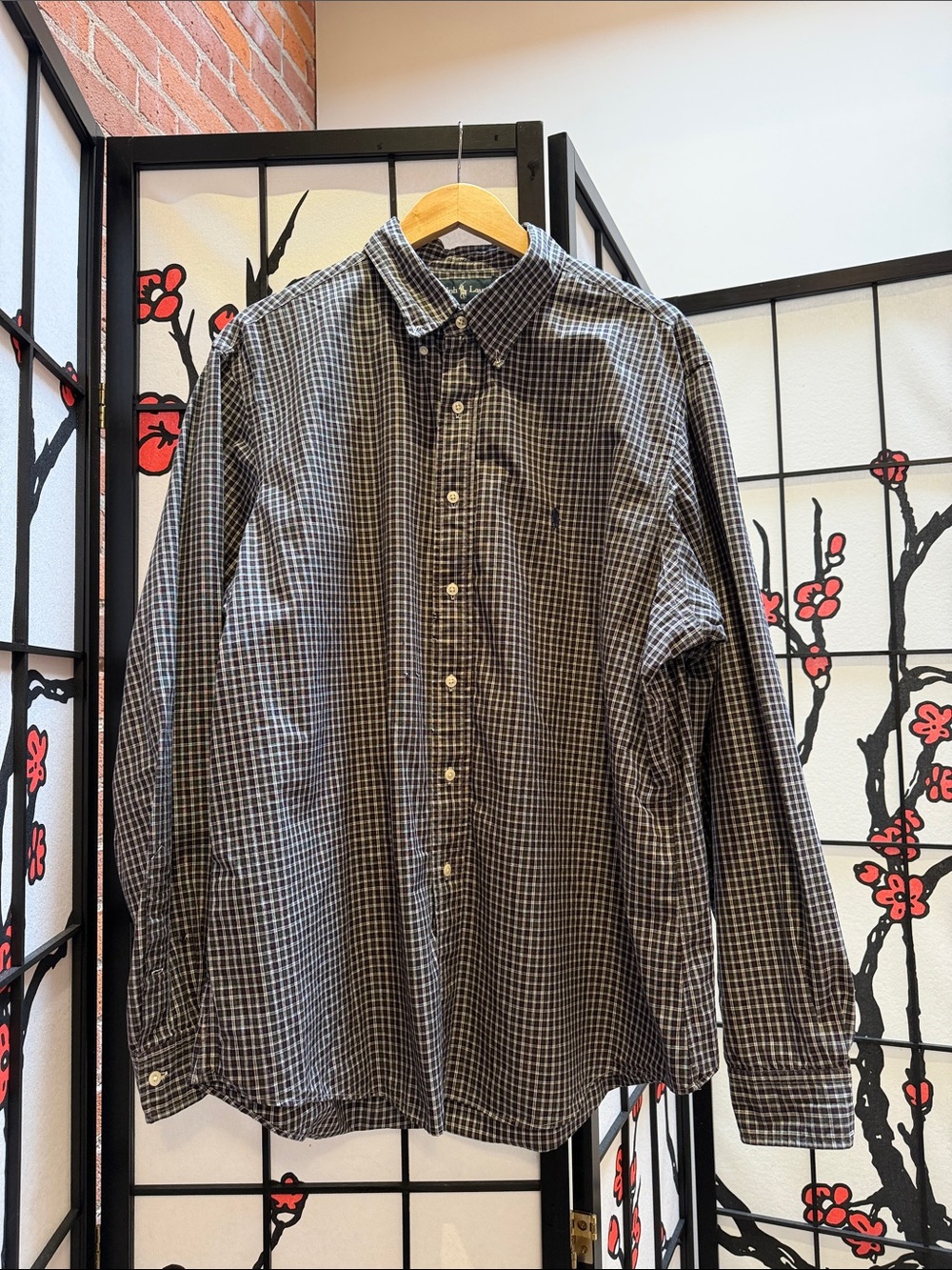 Ralph Lauren Men’s Black and White Check Button-Down Shirt